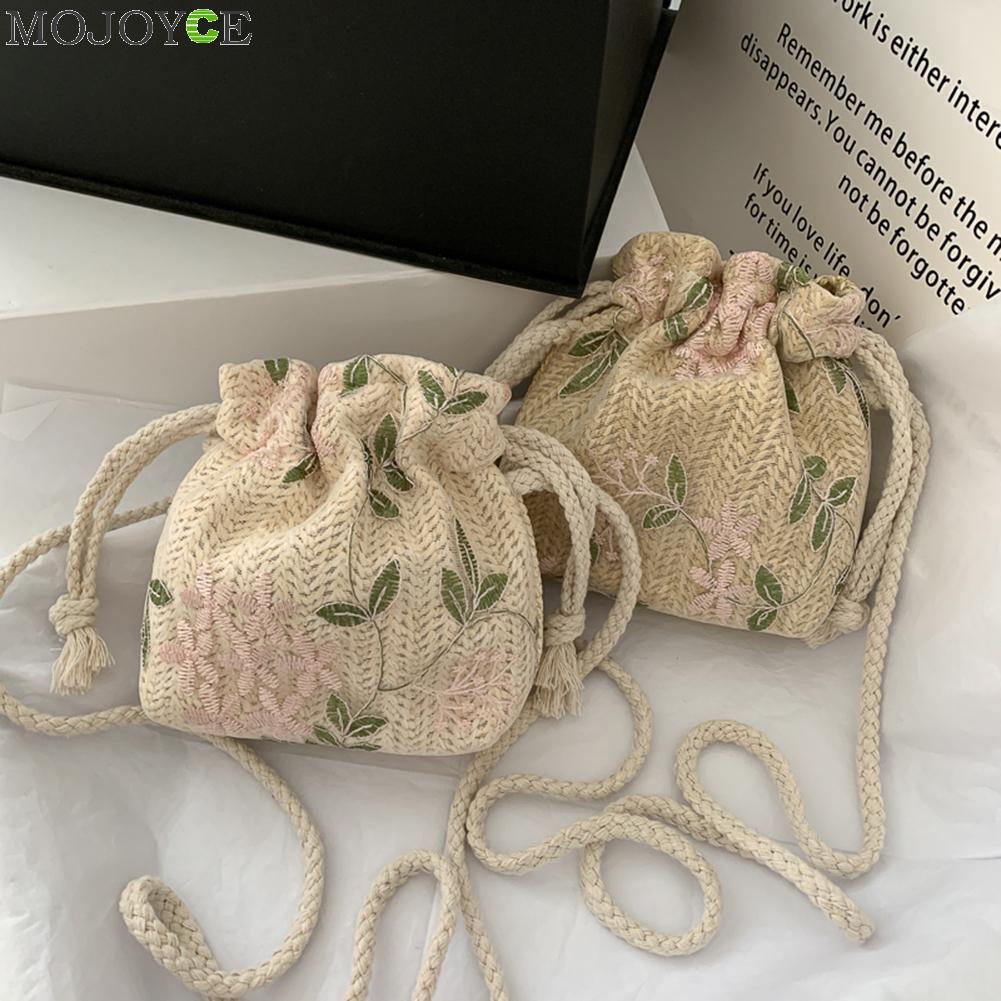 Håndlavede halmvævede bucket tasker strand crossbody tasker vævede indkøbstasker rattan kvinder sommer strand rejse skuldertasker