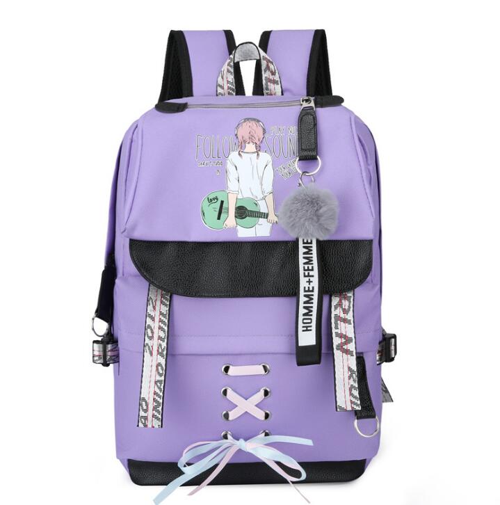 Grand vert sacs à dos femmes école sac à dos pour adolescentes USB sac d'école toile moyen Junior collège étudiant sac à dos: 6