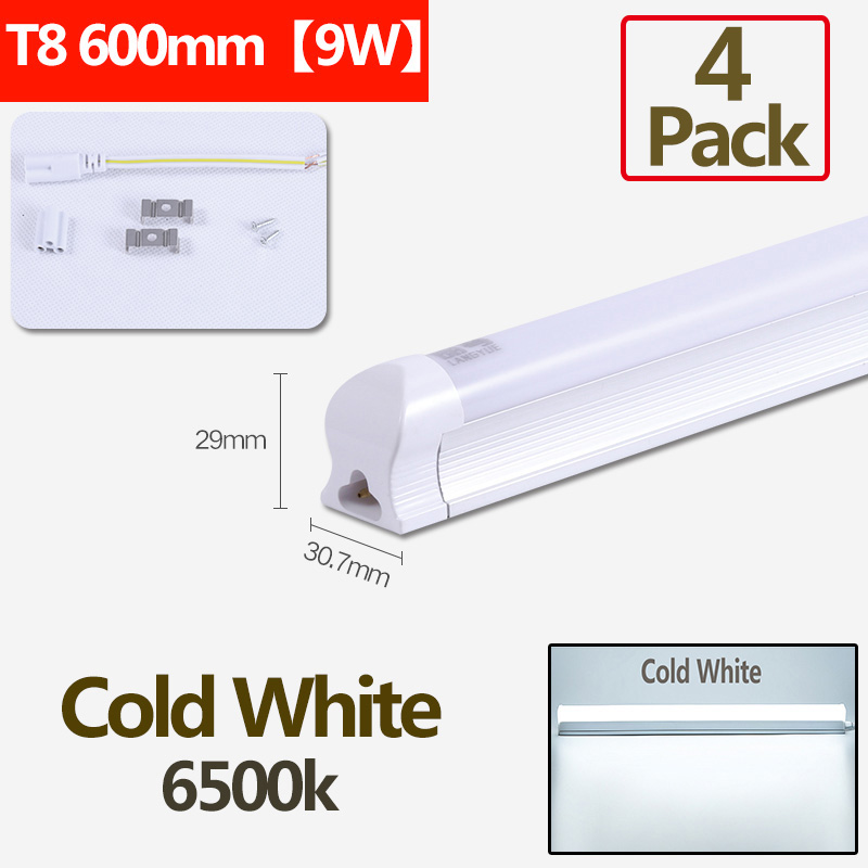 T8 T5 Led Leuchtstoffröhre 220V Rohr Led 120cm 60cm T8 Wand Lampe Lampe Licht Lampara 5W 20W Tobe lampa 2FT 4FT Home Küche Beleuchtung: 4pcs 9W Cold White