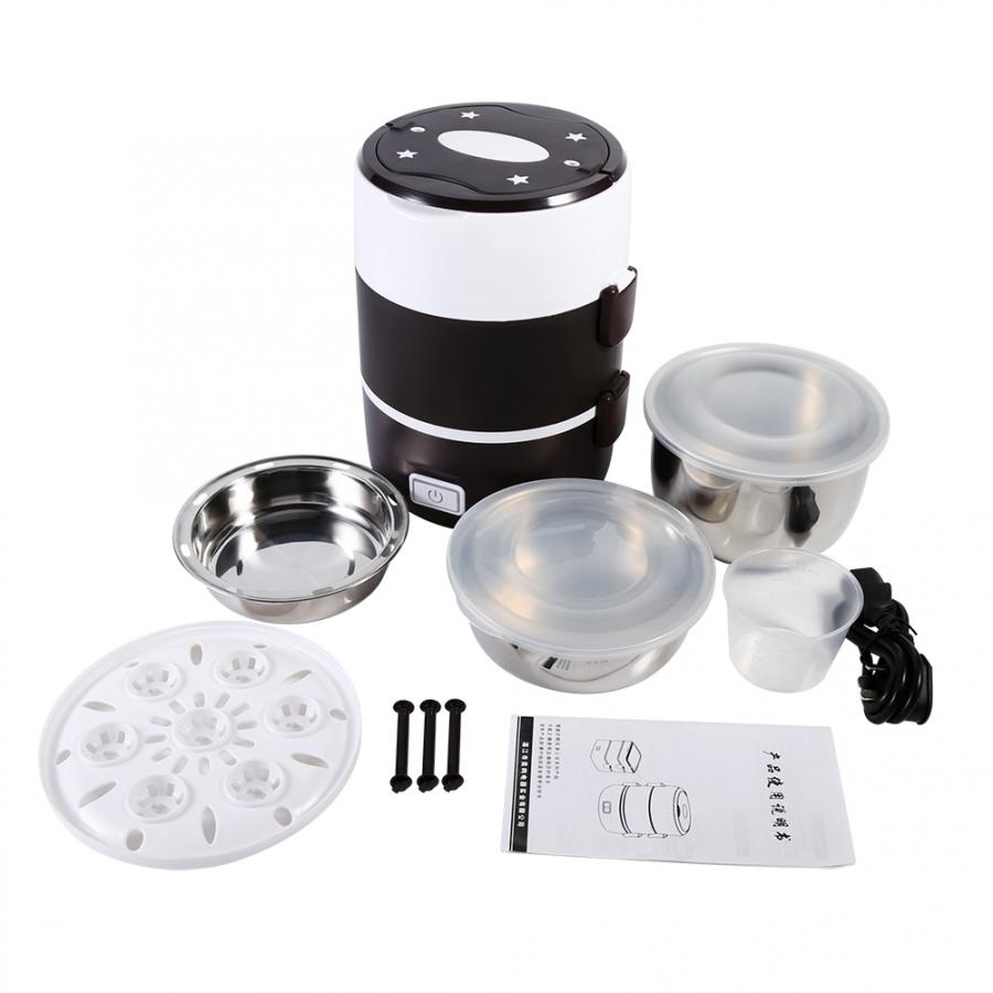 Boîte à déjeuner chauffante électrique à 3 niveaux, ensemble de récipient chauffant pour aliments, Bento Portable 220V cuisine