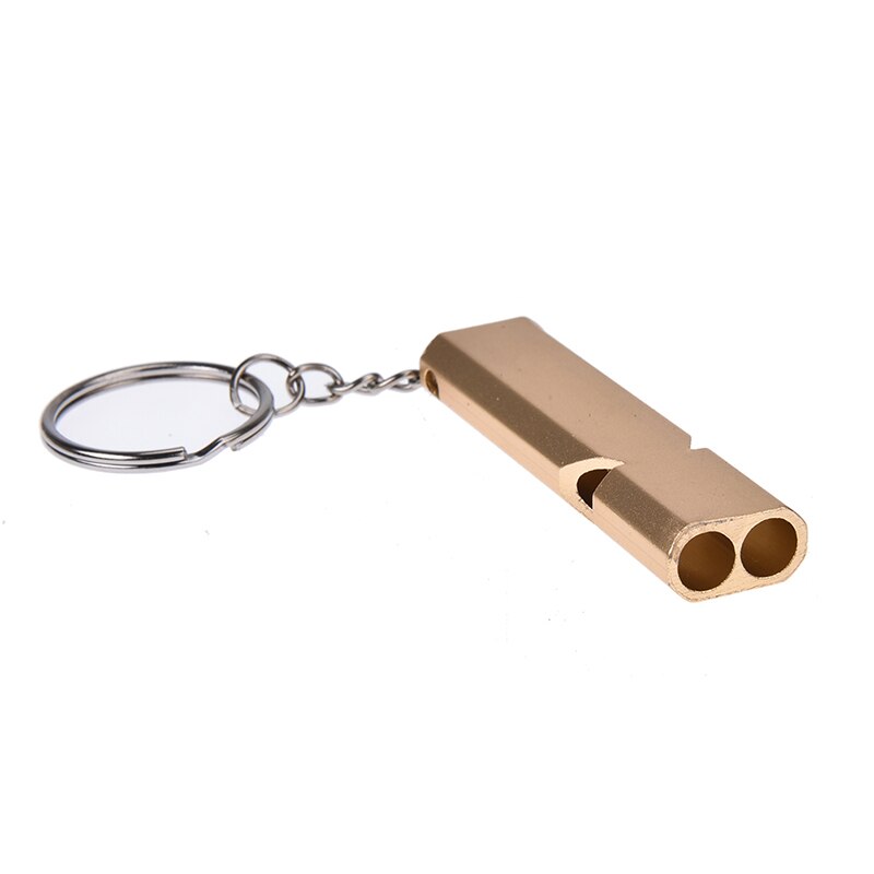 Double-frequency Gold/Sliver Emergency Survival Whistle Keychain Aerial Aluminum Alloy Camping Hiking Accessory Tool 5.6 x 1 cm