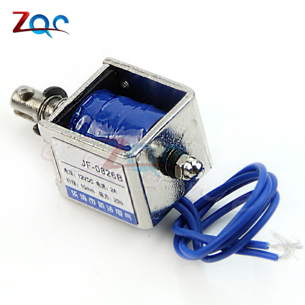 JF-0826B 12V/2A Open Frame Solenoid Reset 10mm Push Pull Type Electronic DC Electromagnet For Vending Textile Machines