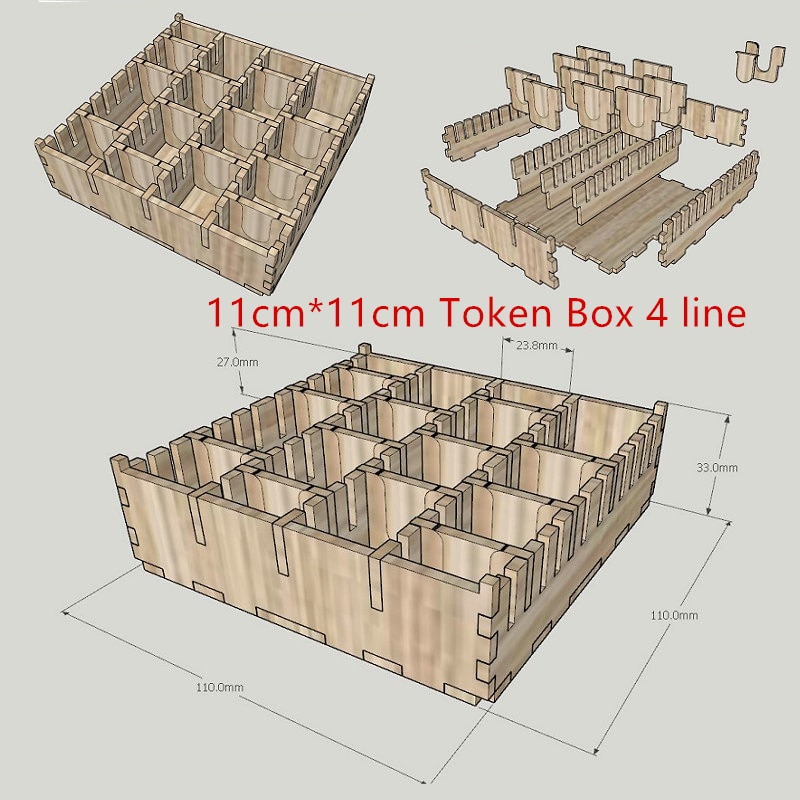 Broken Token Box Size 11cm Arbitrary Combination Diy Wooden Cover Storage Box Store Card For Games Board Games Parts