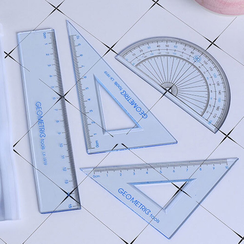 4pcs Protractor + Ruler kątomierz for Students Drawing Measurement Math Geometry Triangle Ruler Straightedge Protractor מד זווית