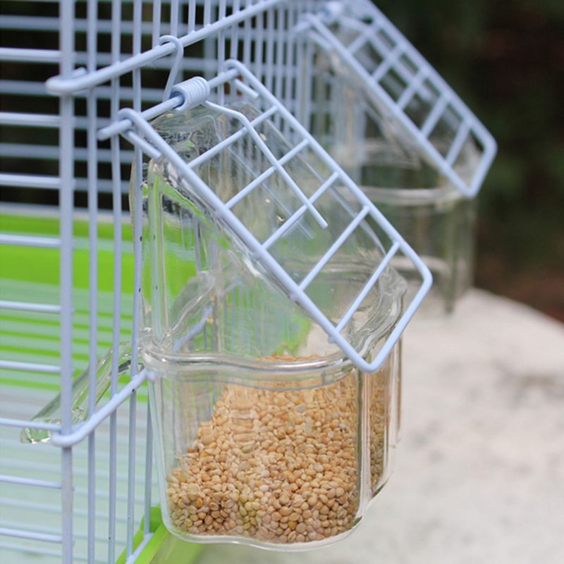 Cuenco transparente de plástico con forma de pájaro loro, cuenco de la empresa de agua limpia, caja de agua Silo, accesorio de pájaro para periquitos, canaria