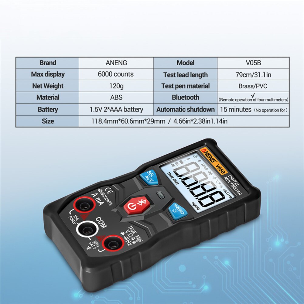V05B APP Digital Meter Multimeter Auto Ranging Strong Toughness Electric Portable True RMS Bluetooth AC/DC Tester