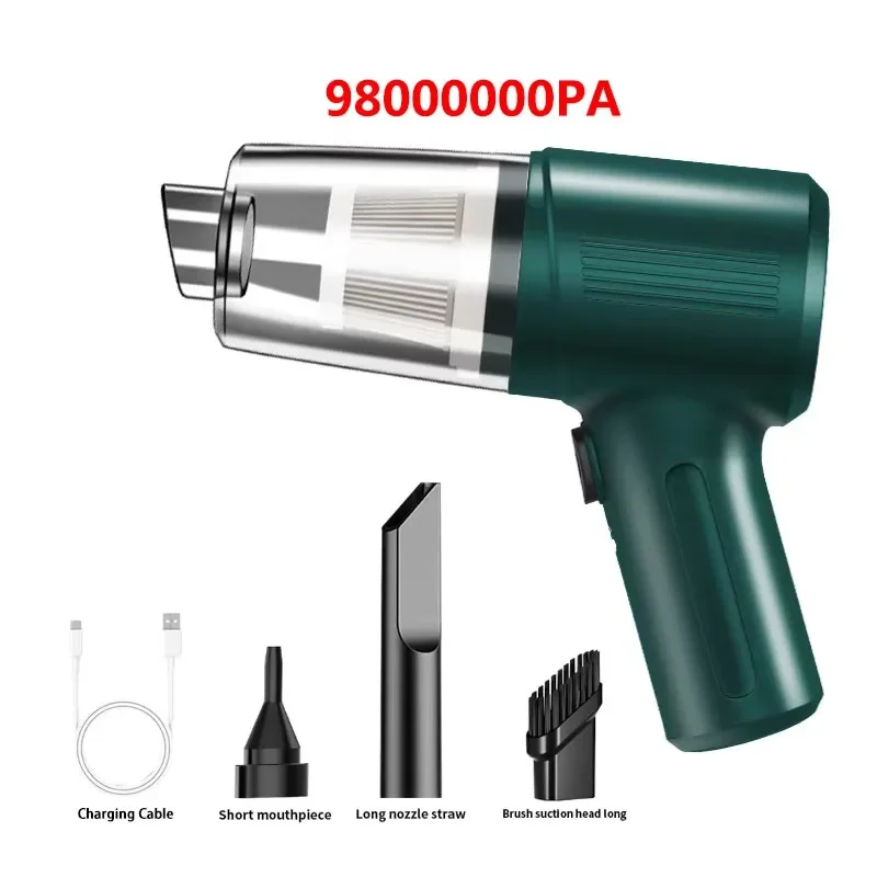 [Rechargeable Handheld Car Vacuum] Portable car vacuum cleaner rechargeable handheld car vacuum cleaner, wireless vacuum cleaner: green