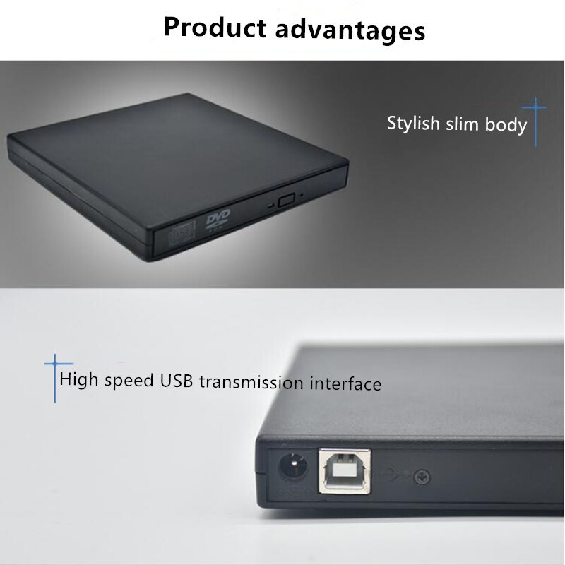 IMice USB 2.0 Draagbare Ultra Slim Externe Slot-in DVD-RW CD-RW CD Dvd-speler Drive Writer Brander Optische drive brander voor PC