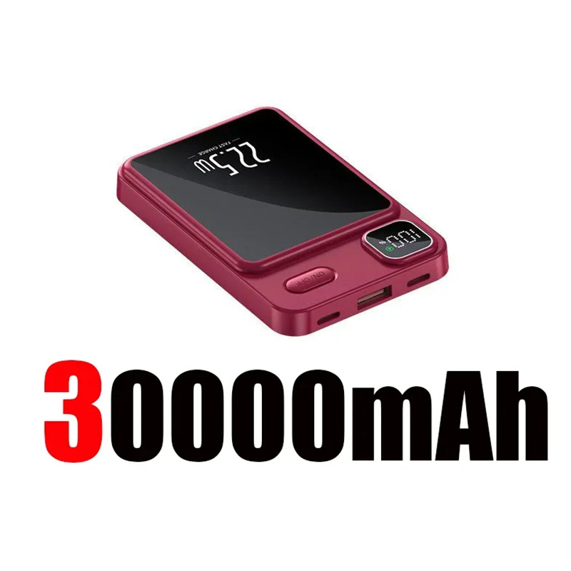 50000mAh Magnetic Wireless Charger Power Bank Mobile External Battery Super Fast Charging PowerBank For Android iPhone 15 16: WHITE
