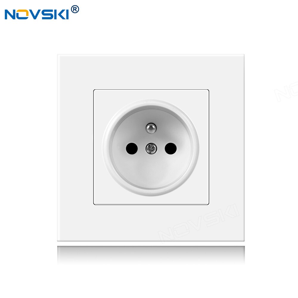 Novski pop socket frans stopcontact , eu 16a stopcontact voor elektrische franse stekker 110-250v,  wit, zwart, goud , 86*86mm: Pc-paneel wit