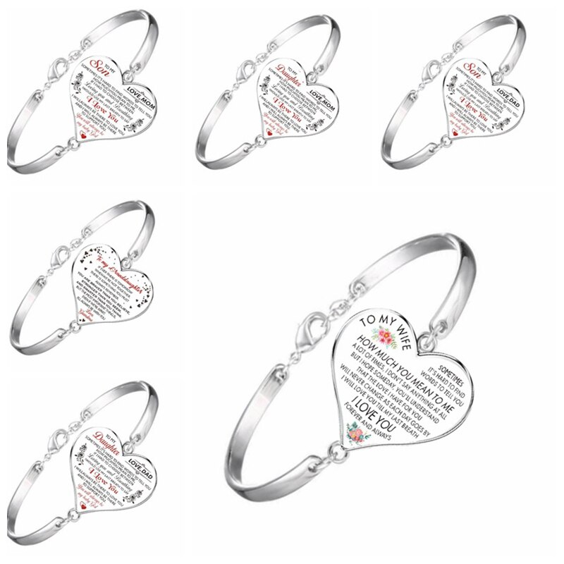À ma fille femme petite-fille Bracelet amour coeur Bracelets porte-bonheur Bracelets pour femmes filles inspirant lettre bijoux