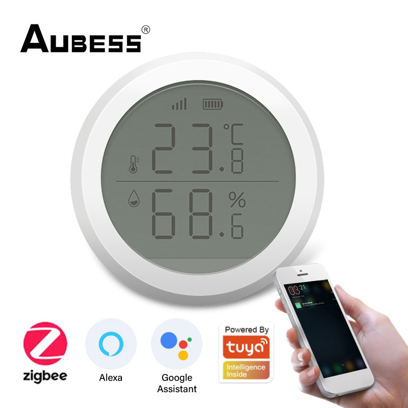 Tuya ZigBee Temperature Humidity Sensor Smart Home Hygrometer Thermometer LED Screen Display Works With Alexa Google Assistant