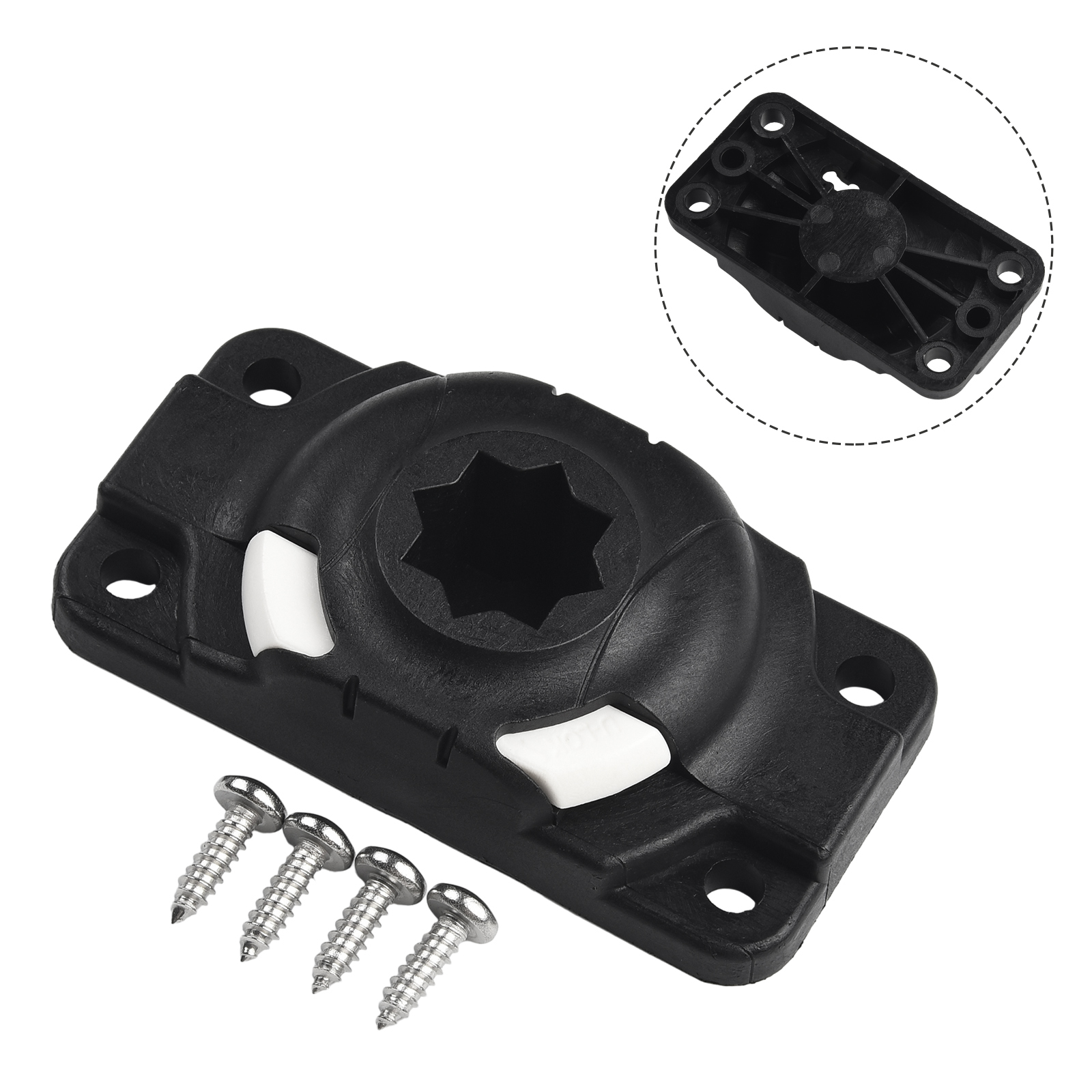 Garden Indoor Office Rod Holder Mount Base Plastic Replacement With Screw 1 Set Black Accessories