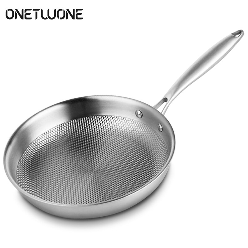 Stainless Steel Frying Pan Five-layer Pans Dot Texture Uncoated Pan Induction Compatible 28cm Kitchen Cookware
