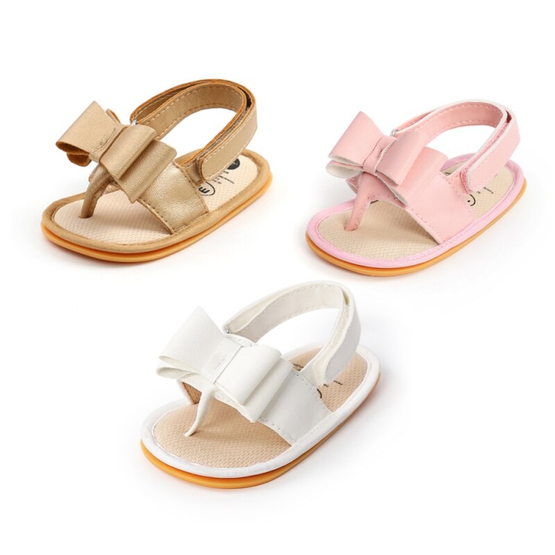 Tongs en cuir antidérapantes pour bébés filles et garçons, sandales d'été à semelle souple, chaussures de princesse plates pour bébés, premiers pas,