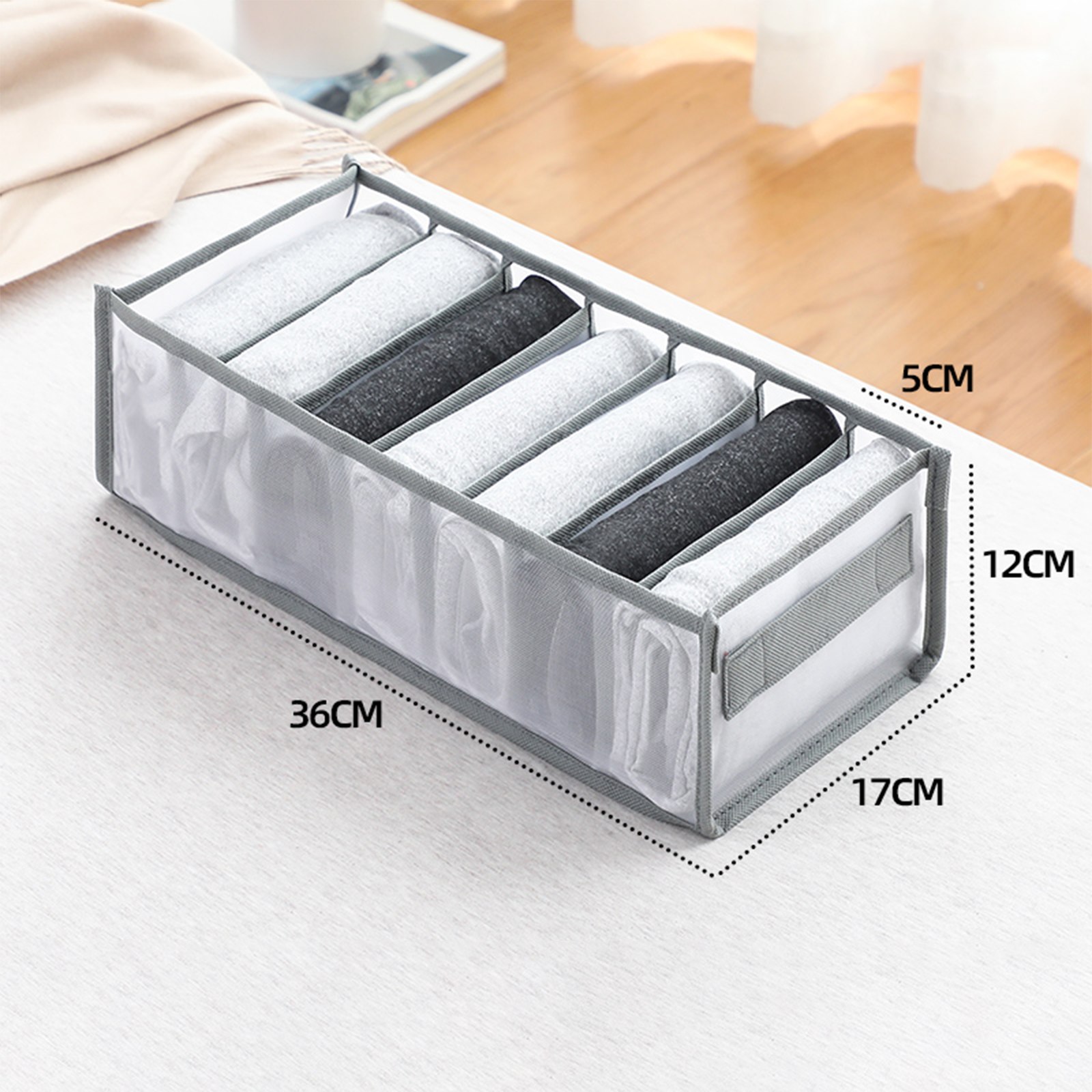 Organizador de armario para ropa interior y calcetines, caja de almacenamiento divisora para el hogar, cajón plegable: VIOLETA/Violeta