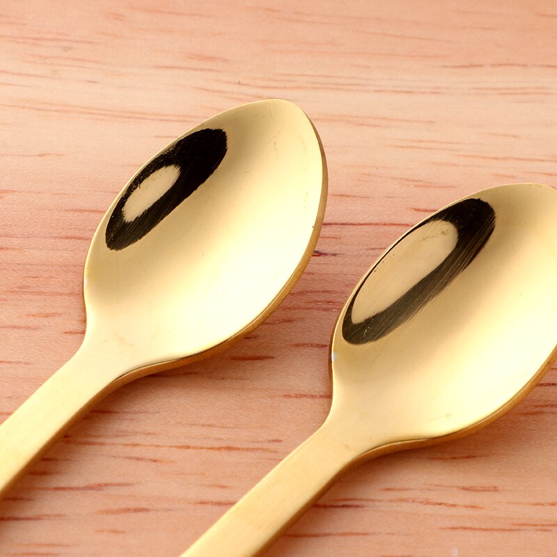 Cucharas de café románticas para pareja, cucharillas de té de colores, cubertería pequeña plateada, cuchara de postre de pastel dorado para I &amp; U, 2 uds.