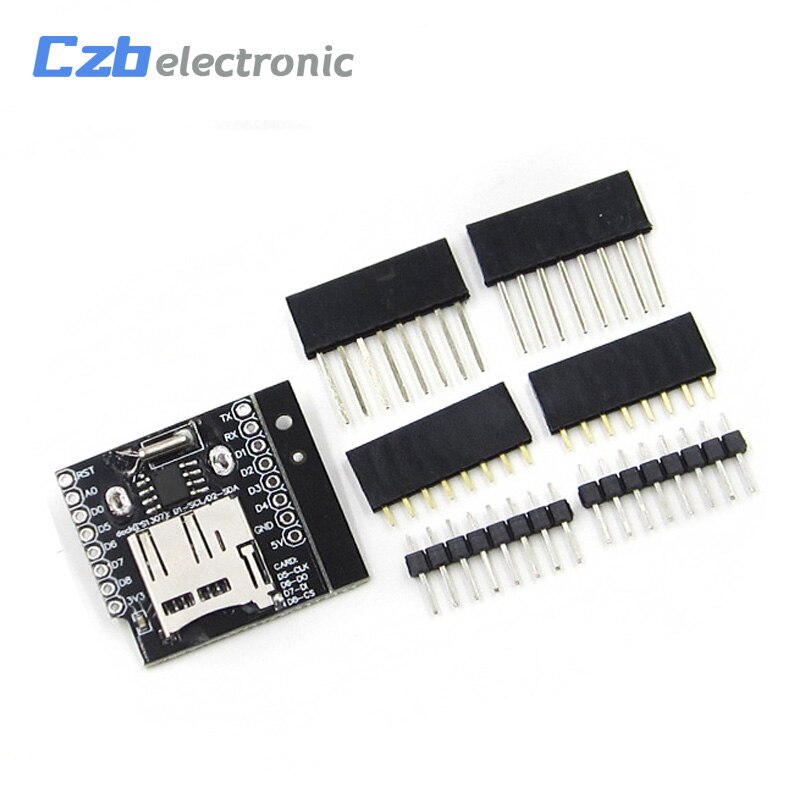 Integrated Circuits DataLog Shield for WeMos D1 mini RTC DS1307 with battery + MicroSD with pin-headers set for WeMos D1 mini
