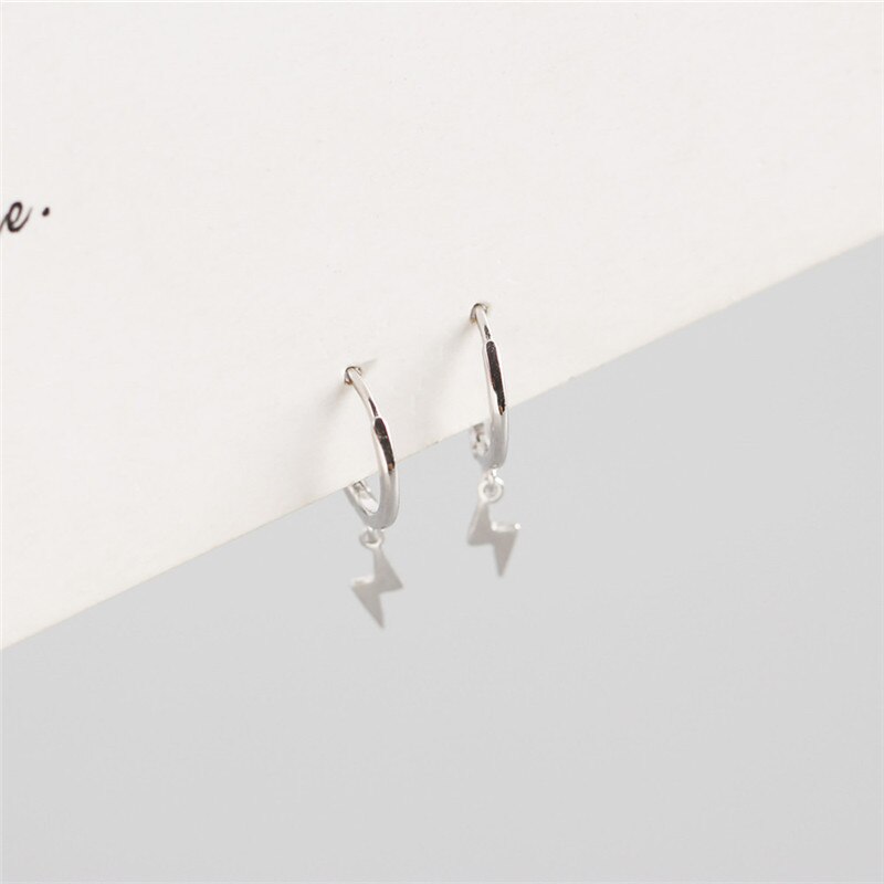 Mini pendientes colgantes de rayo para mujer, ying Vahine, 100% Plata de Ley 925: Chapado en platino