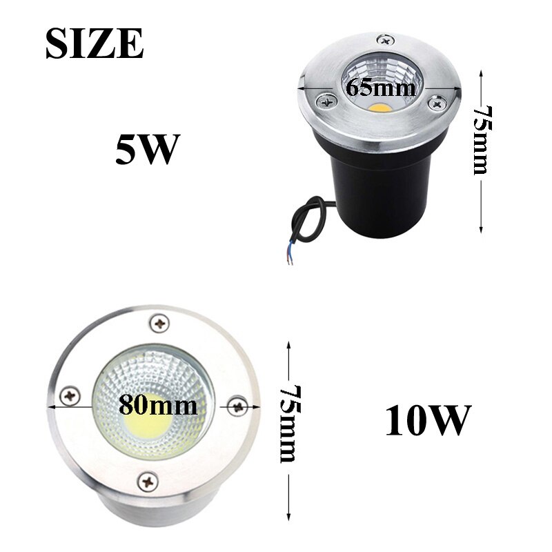 Lámpara enterrada AC85-265V/cc 12V IP68 5W 10W, iluminación exterior COB LED, lámpara subterránea, luz de jardín