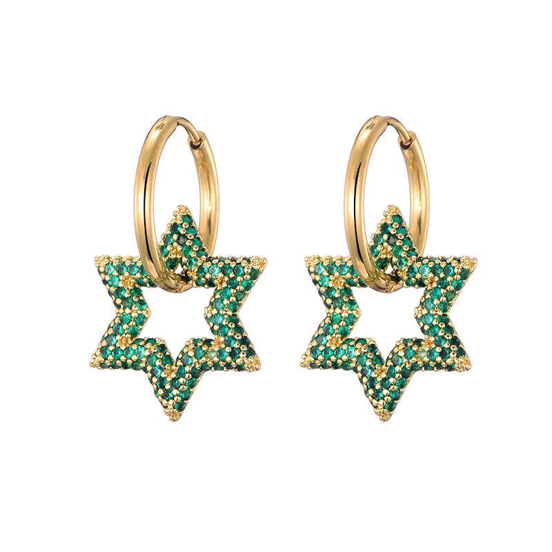 Lovbeafas Ster Ronde Roestvrijstalen Oorringen Voor Vrouwen Zirkonia Geometrische Gouden Kleur Bruiloft Elegante Sieraden: Licht Geel Kleur