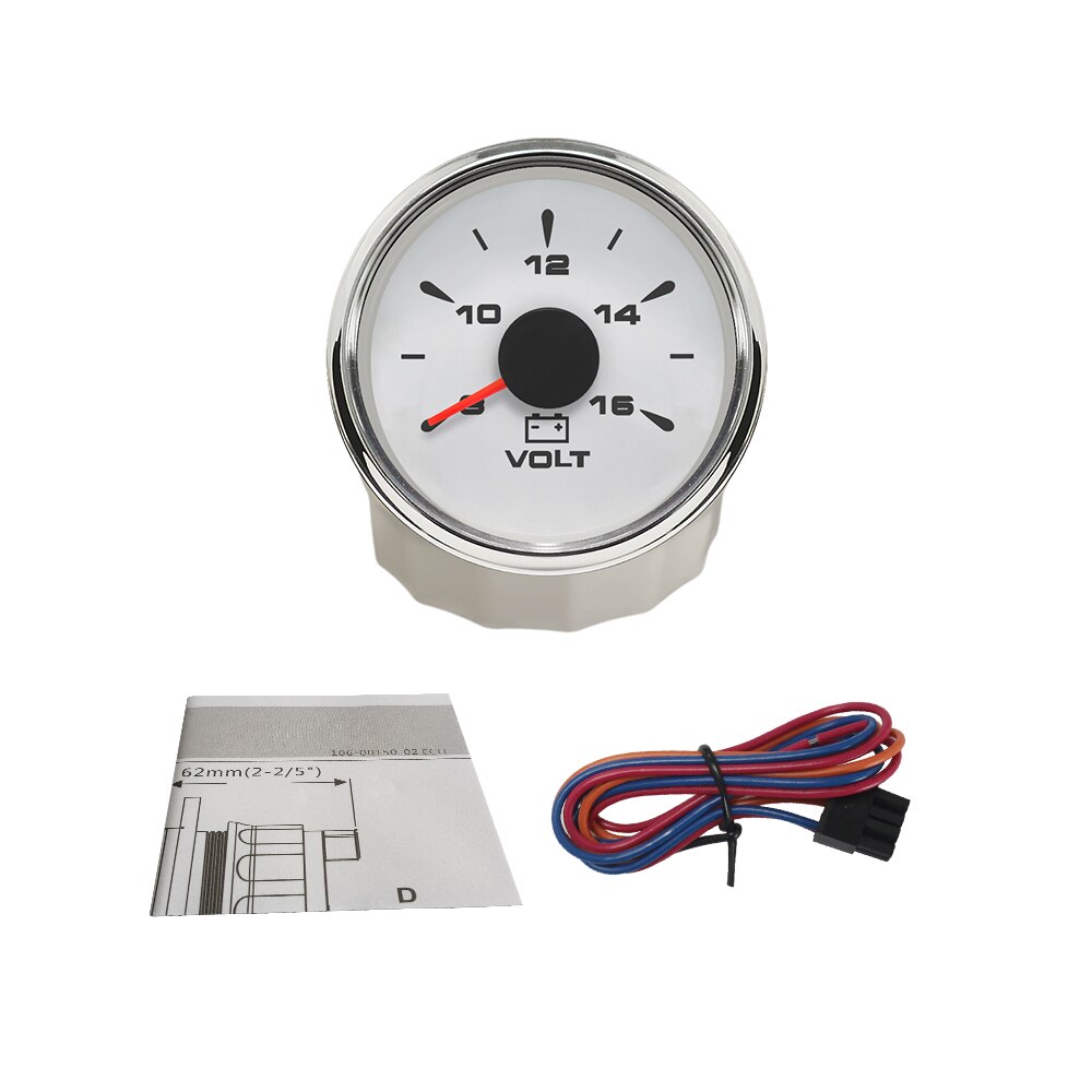 52Mm Voltmeter Volt Gauge Meter 12V 24V Voor Auto Boot Met 8 Kleuren Backlights