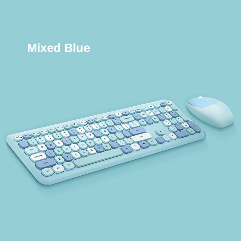 Keyboard and Mouse Wireless Color Lipstick Round Hat Keyboard 110 Keys for Windows XP / Win7 / Win8 / Win10