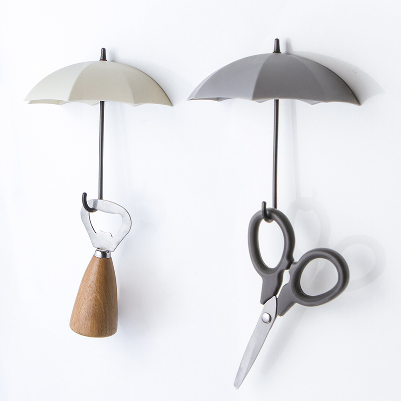 Colgador de pared con forma de paraguas, perchero para colgar artículos pequeños, cocina, baño, almacenamiento, decoración del hogar y la Oficina, 3 unids/lote