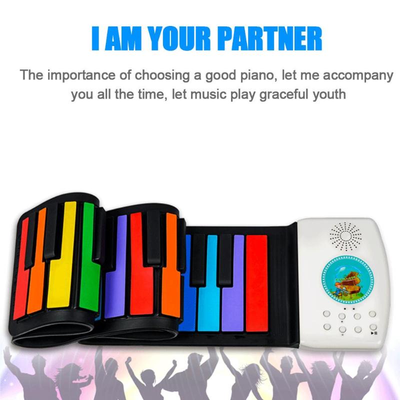 Piano enrollable de silicona Flexible para niños y estudiantes, teclado electrónico portátil suave de 49 teclas, de música de órgano