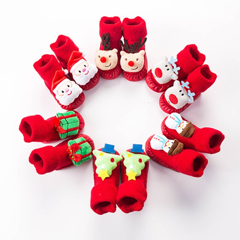Crianças crianças meias para meninas meninos engrossar impressão algodão crianças bebê meias de natal para recém-nascidos infantil meias curtas roupas