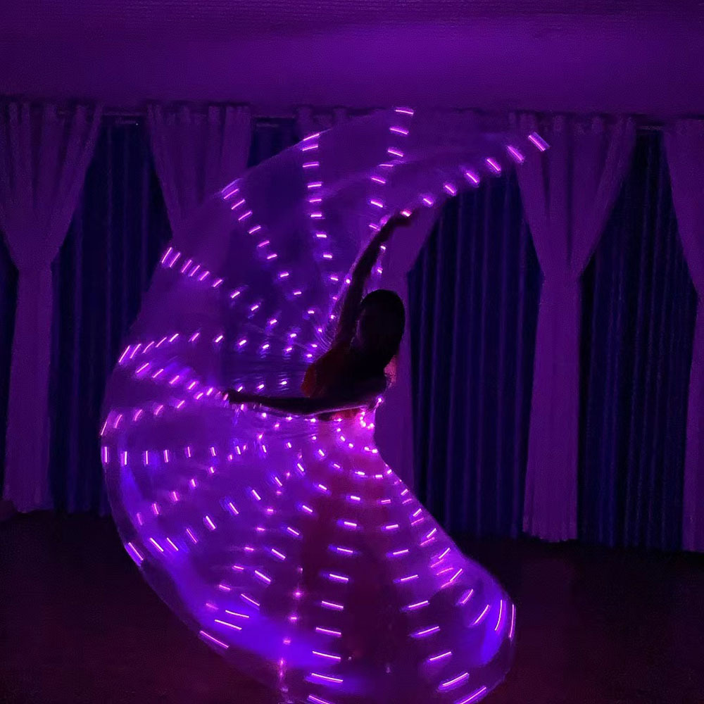 Leuchten LED ist FlüGel Bauchtanz Kostüm Frauen glühen Schmetterling FlüGel Mit Teleskop Stäbchen Karneval Halloween Party Requisiten Tragen
