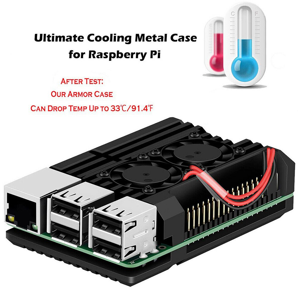 Cooling Enclosure Shell Accessories Aluminium Alloy Protective Case Easy Install Cover Housing Durable Tool For Raspberry Pi 4B