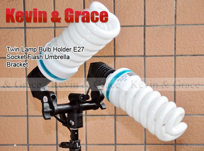 Double Head Photography Studio Light Fitting Photo Lighting E27 Socket Bulb Holder Flash Umbrella Bracket EU or US Plug