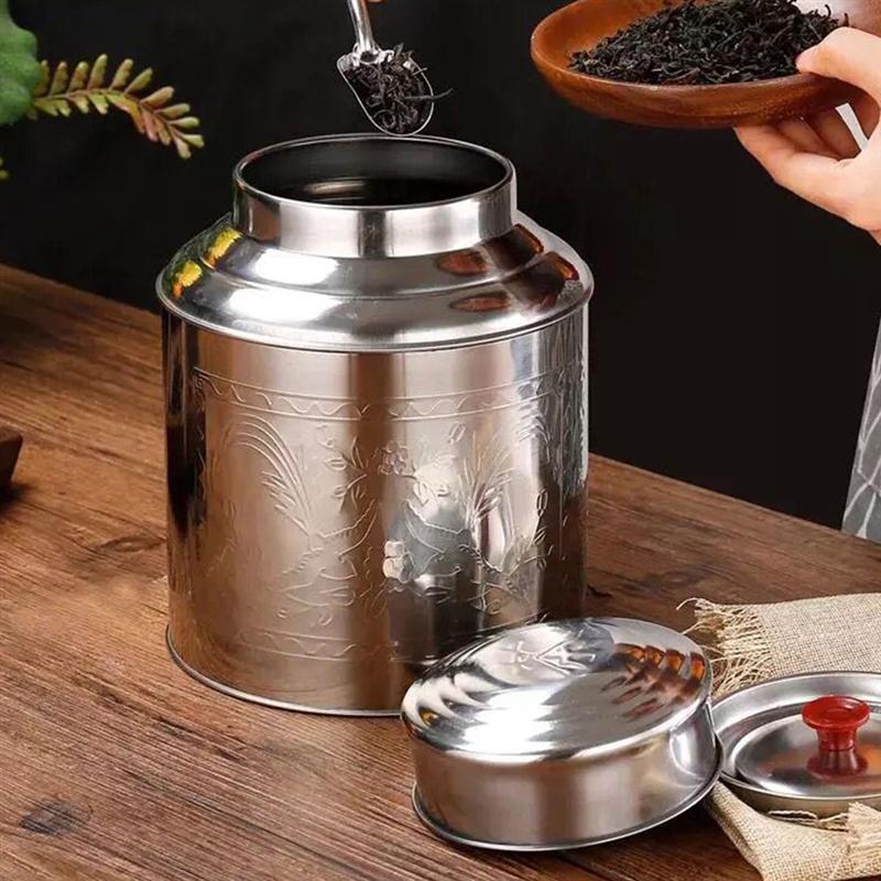 Stainless Steel Tea Canister Airtight Sealed Storage Jar Vacuum Grain Cereals Can Coffee Flour Milk Powder Sugar Tea Container