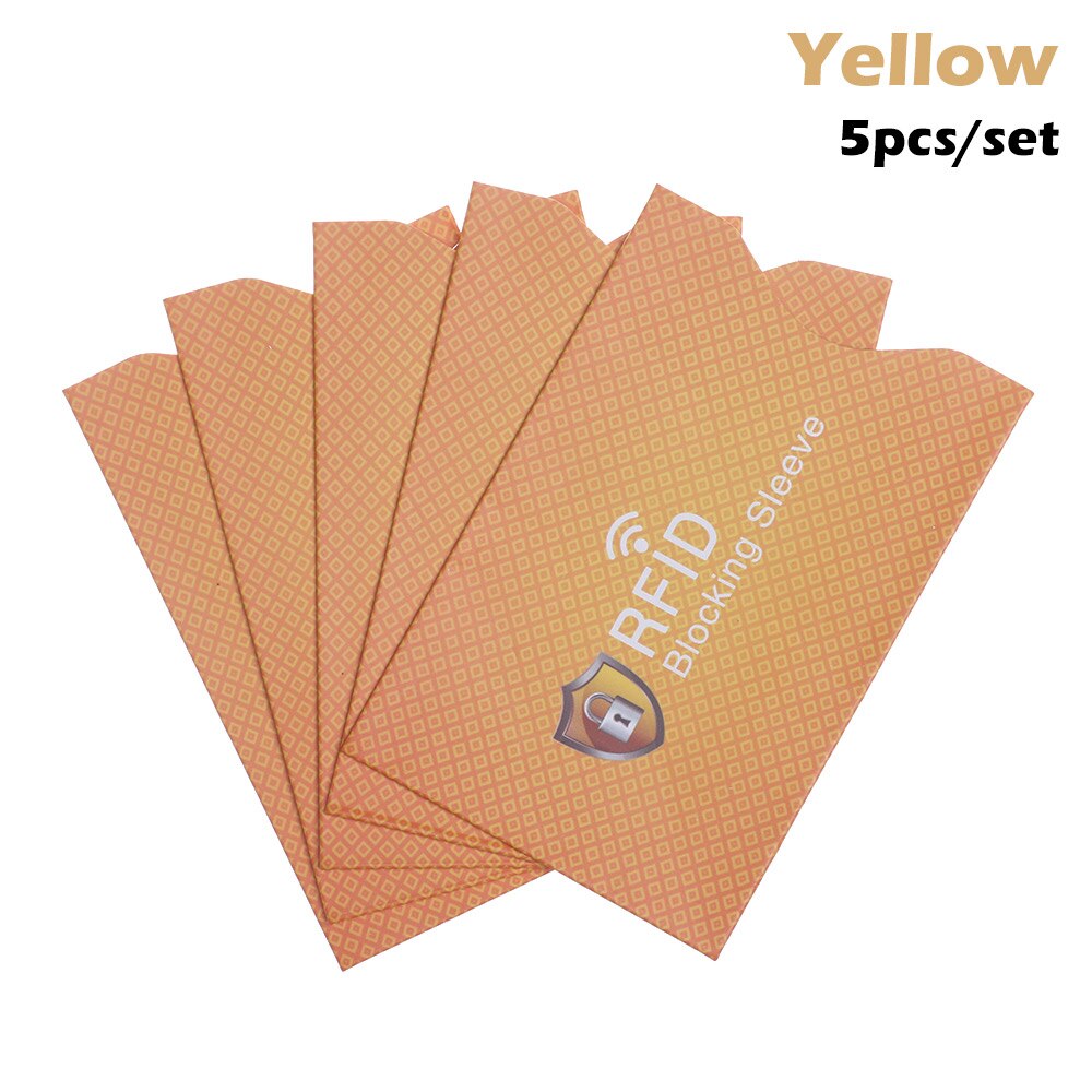 5Pcs Anti RFID Blocco della carta di lettore di Schede di Serratura del Supporto di Carta di IDENTIFICAZIONE della Carta di Credito di Caso Della Protezione di Alluminio del Metallo Intelligente Anti-furto supporto di Carta di credito: Yellow