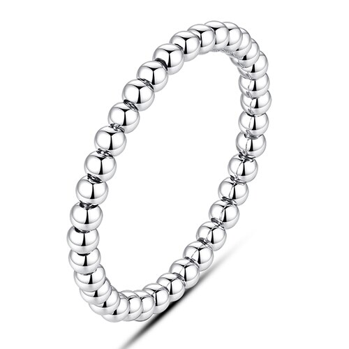 ELESHE 925 Sterling Silver Finger Rings With Crystal Zircon INS Simple Geometric Beaded Rings for Women Fine Jewelry: 7 / YJ2122