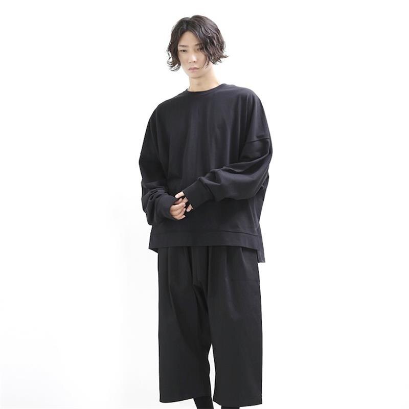 Männer's lässig Hose weit-Bein Hose culottes neun-Punkt Hose lose dunkel