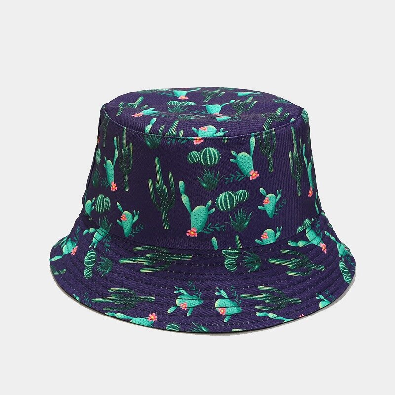 Cappello da pescatore estivo con stampa cactus cappello da donna in cotone moda spiaggia cappelli da suola reversibile uomo bob Chapeau Femme cappello Panama cappello da pescatore: piccolo cactus marina militare