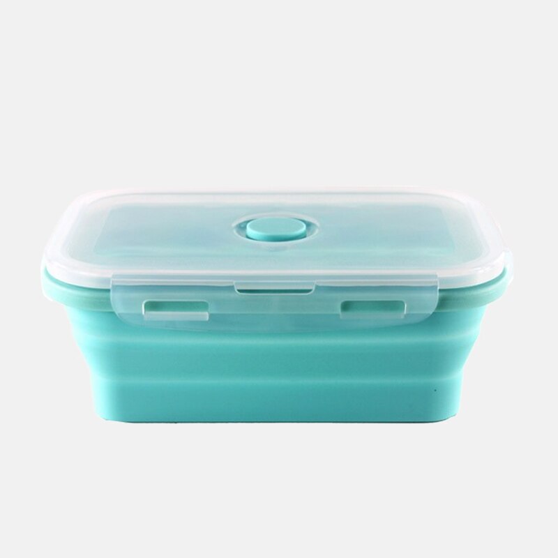 Portable Collapsible Silicone Lunch Box for Kids Food Storage Container Bento Free Microwavable Picnic Camping Rectangle Outdoor: 1 / 350ml