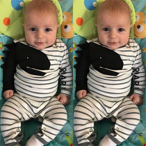 Pudcoco Pasgeboren Jongen Meisjes 3D Dinosaur Romper Lange Mouw Jumpsuit Outfits Set Playsuit