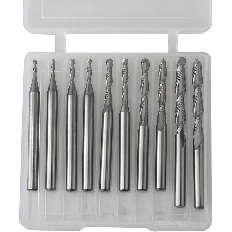 Ball Nose End Mill Set Cuting Edge Diameter CNC Engraving Router Bits Milling Cutter For Wood Working, Shank 3.175Mm