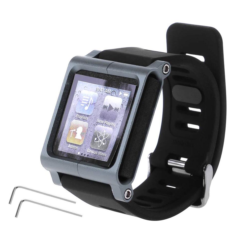 Bracelet de montre multi-touch Kit Bracelet de poignet pour iPod Nano 6 6th 6g boîtier en aluminium en métal: Gray