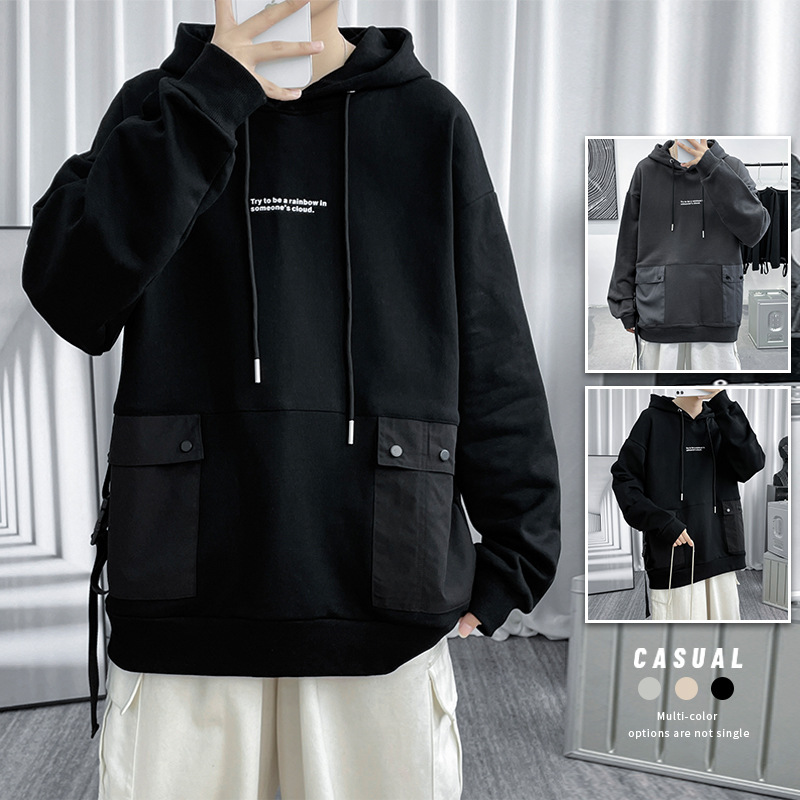 Sudadera con capucha de lana para hombre, suéter holgado de talla grande, novedad, primavera, otoño e invierno, 2022