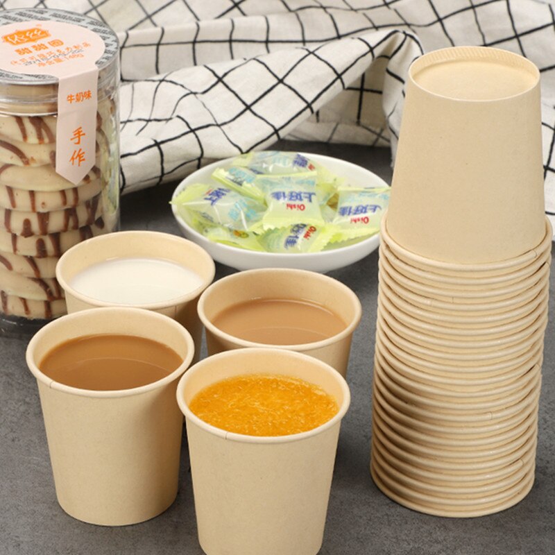 100 pièces 100ml petites tasses à café jetables 4oz mini tasses à goûter pour le vin, le lait, le thé, le yaourt, le jus de fruits, les desserts, les gobelets en papier avec couvercle