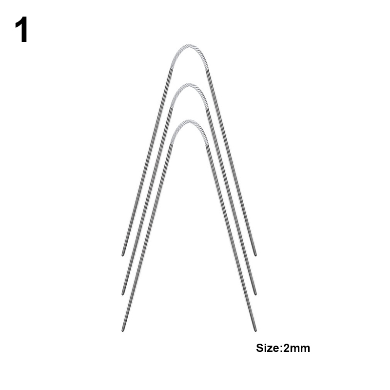 3Pcs Round Knitting Needles Cable Circular Needle Set Stainless Steel Double Pointed Flexible Yarn Knitted Needles For Hat Socks: army green