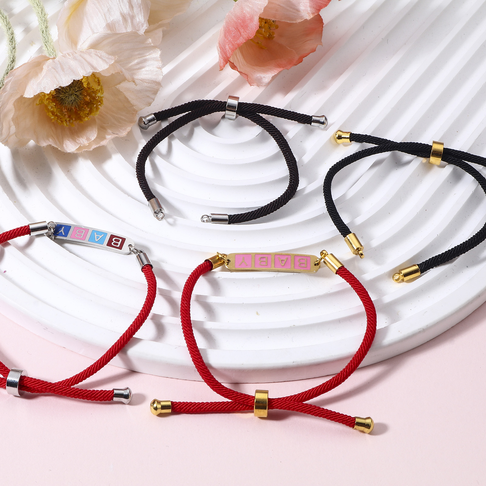 5 pezzi bracciali semilavorati in poliammide cursore regolabile/scivolo Bolo per accessori per la creazione di gioielli fatti a mano fai da te 21.5cm di lunghezza