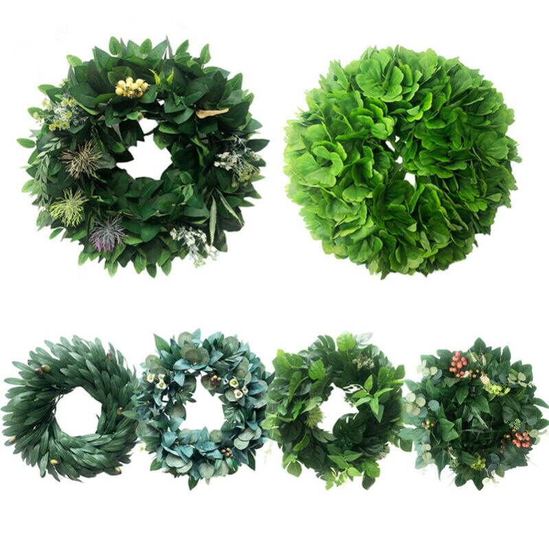 Kunstplanten rotan ring olijftak krans fruitblad slinger decoratie voor thuis bruiloft doe-het-zelf groene blad bloemen ring
