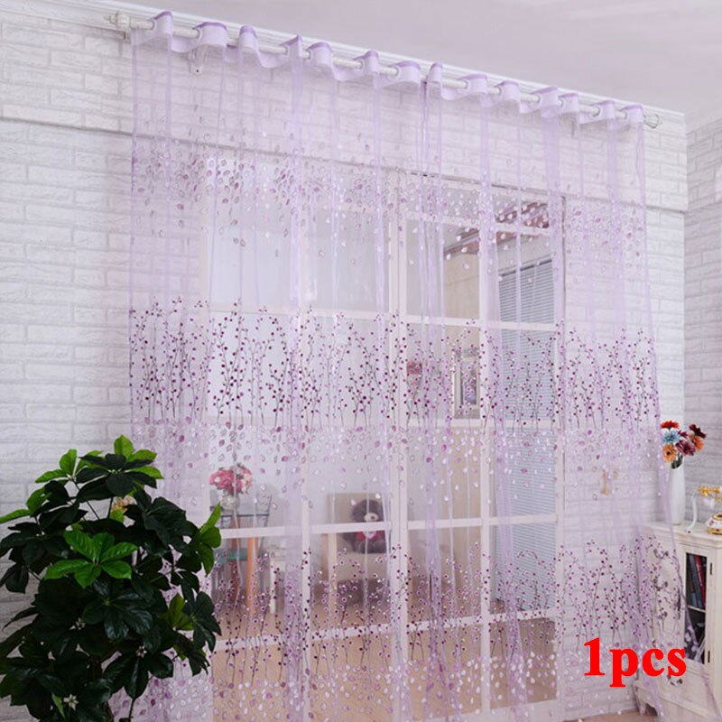 Wear Rods Voile Window Curtain For Children Room Living Room Curtain Floral Pattern Sheer Voile Panel Drapes Curtains