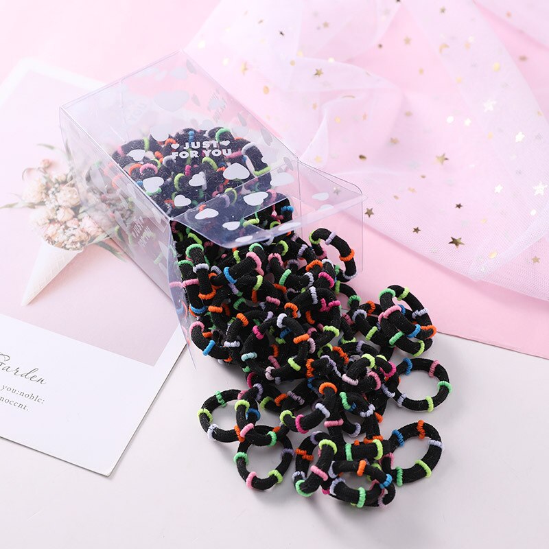 50 pçs/set bonito menina do bebê amor encaixotado dos desenhos animados não ferir o anel de cabelo cabeça corda do cabelo do bebê corda de borracha acessórios de cabelo: 3