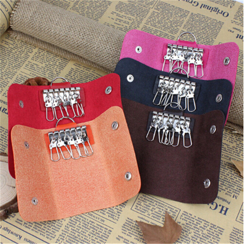 Keys Holder Organizer Manager PU Leather Buckle Key Wallet Case Bag Car Keychain For Women Men Housekeeper